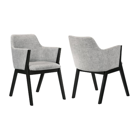 Armen Living Renzo Light Gray Fabric and Black Wood Dining Side Chairs, PK2 LCRESIBLGR
